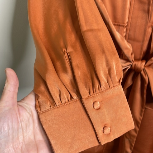 Strut & Bolt The Risky Business Dress Satin Polyester Copper Size Large NWT - Picture 8 of 17